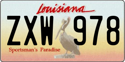 LA license plate ZXW978