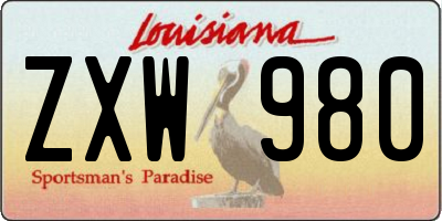 LA license plate ZXW980