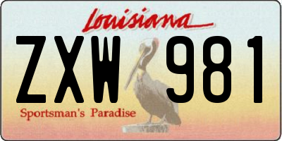 LA license plate ZXW981