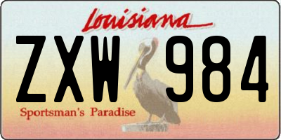 LA license plate ZXW984