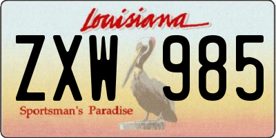 LA license plate ZXW985