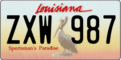 LA license plate ZXW987