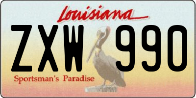 LA license plate ZXW990