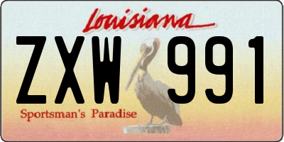 LA license plate ZXW991