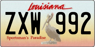 LA license plate ZXW992