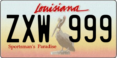 LA license plate ZXW999