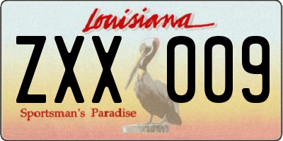 LA license plate ZXX009