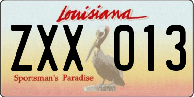 LA license plate ZXX013