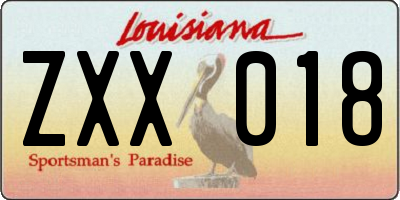 LA license plate ZXX018