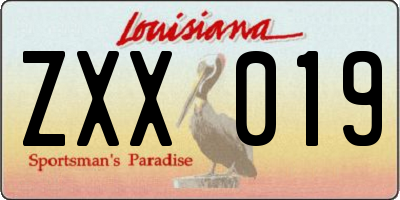 LA license plate ZXX019