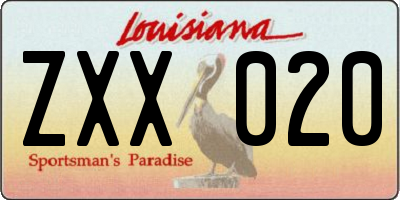 LA license plate ZXX020