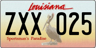 LA license plate ZXX025