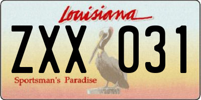 LA license plate ZXX031