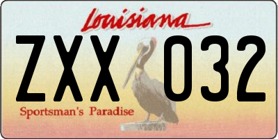 LA license plate ZXX032