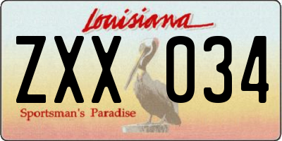 LA license plate ZXX034