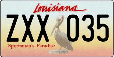 LA license plate ZXX035