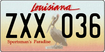 LA license plate ZXX036