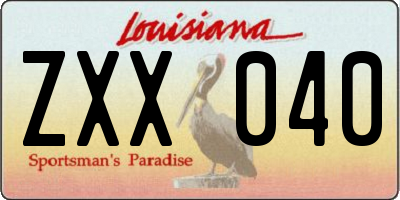 LA license plate ZXX040