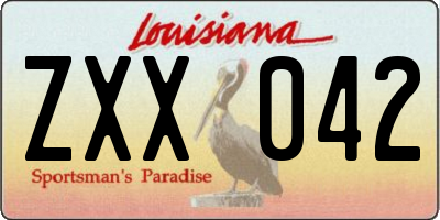 LA license plate ZXX042