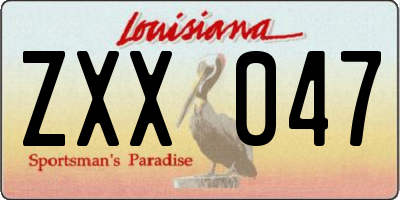 LA license plate ZXX047