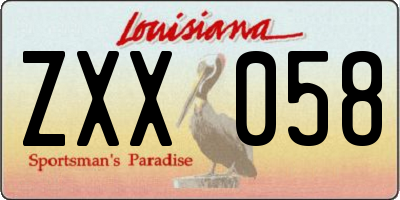 LA license plate ZXX058