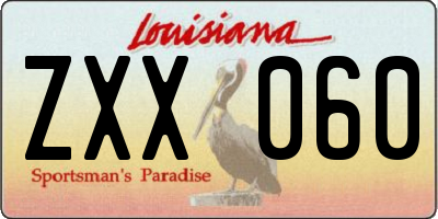 LA license plate ZXX060