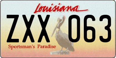 LA license plate ZXX063