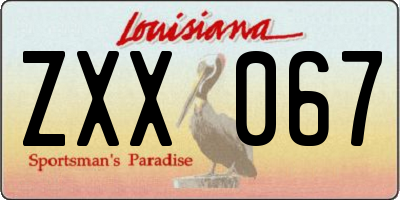 LA license plate ZXX067