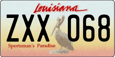 LA license plate ZXX068