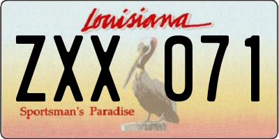 LA license plate ZXX071