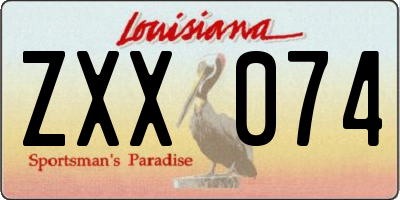 LA license plate ZXX074
