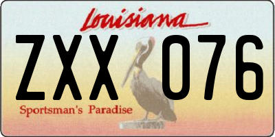 LA license plate ZXX076