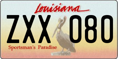 LA license plate ZXX080