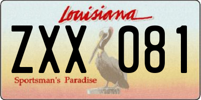 LA license plate ZXX081