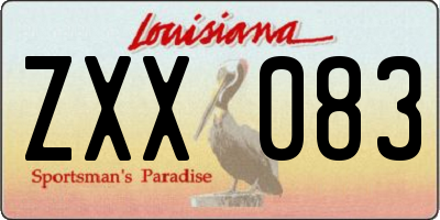 LA license plate ZXX083