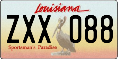 LA license plate ZXX088