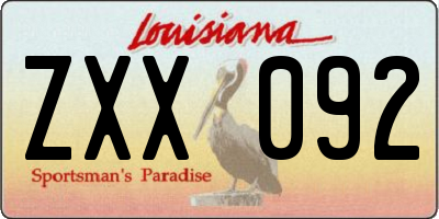 LA license plate ZXX092