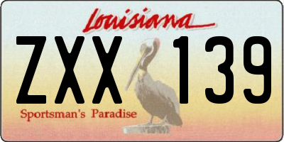 LA license plate ZXX139