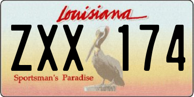 LA license plate ZXX174