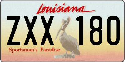 LA license plate ZXX180