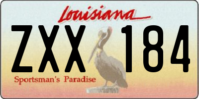 LA license plate ZXX184