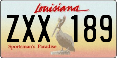 LA license plate ZXX189