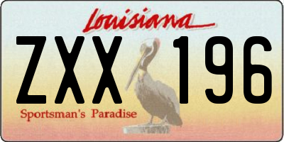 LA license plate ZXX196