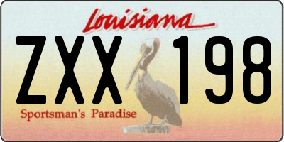 LA license plate ZXX198