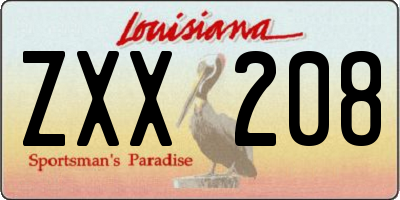 LA license plate ZXX208