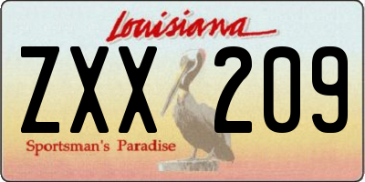 LA license plate ZXX209