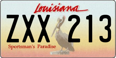 LA license plate ZXX213