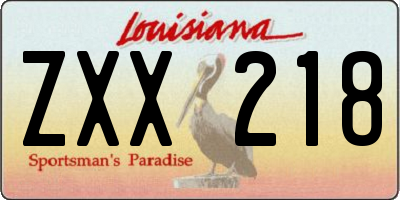 LA license plate ZXX218