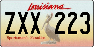 LA license plate ZXX223