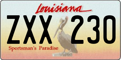 LA license plate ZXX230